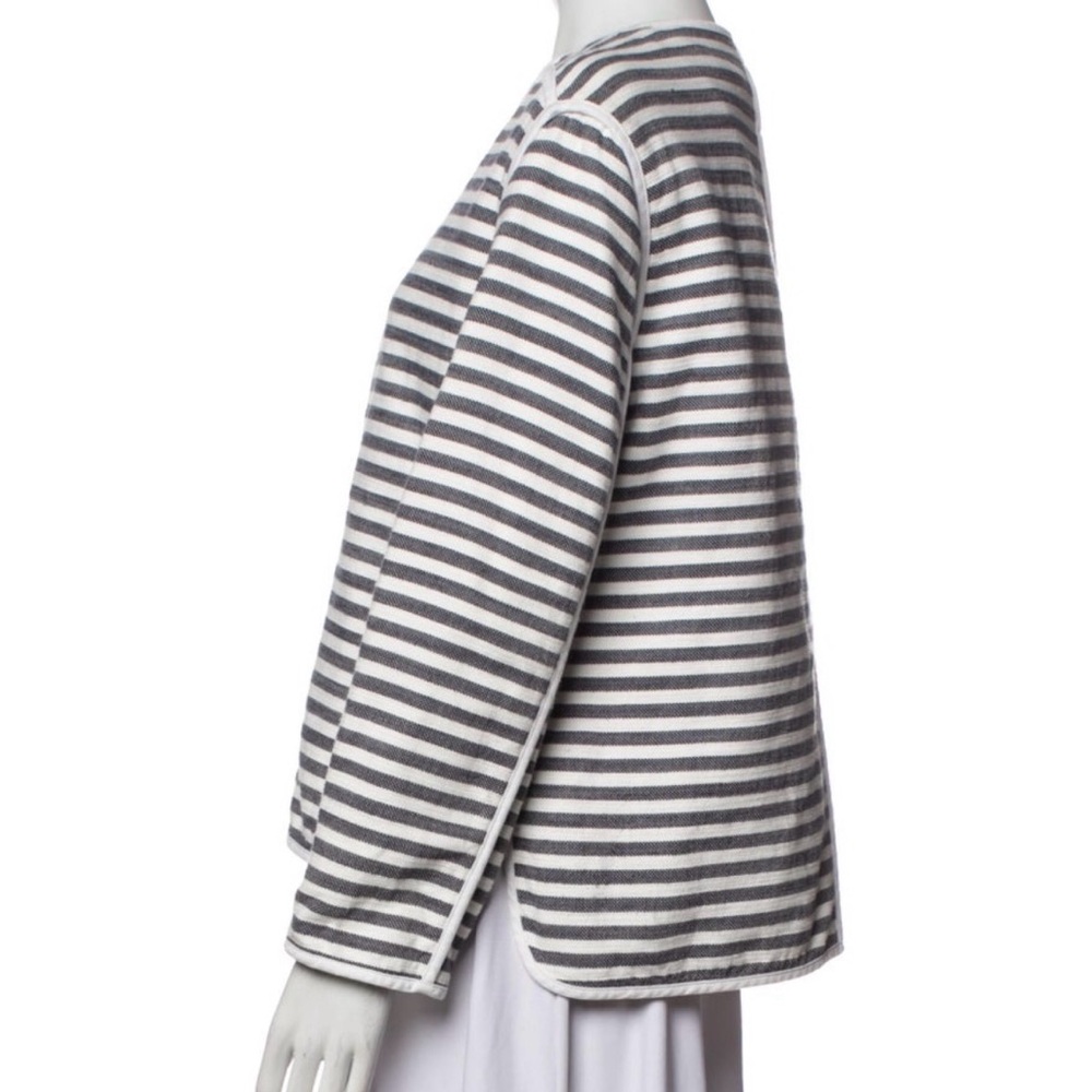 Lafayette 148 Striped Evening Jacket Size: M Striped Gray and White - Picture 2 of 3